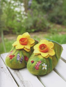 Carnival of felting - cute daffodil shoes
